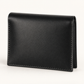 Men's black leather card holder wallet, closed front view